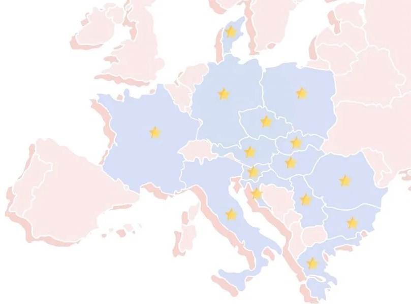 Mapa působnosti – střední Evropa